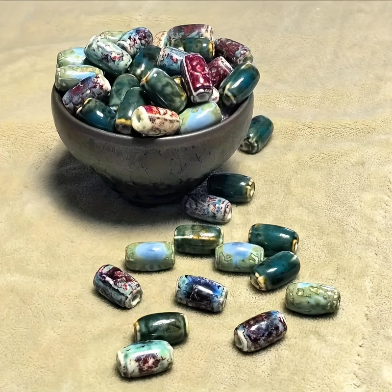 Random Mixed Color High-Temperature Fired Ceramic Bead Set, 16pcs
